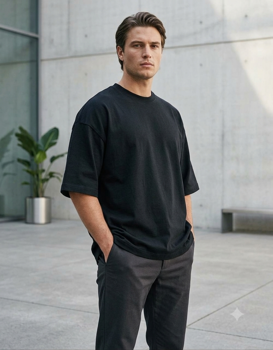 Black Terry Oversized Tee