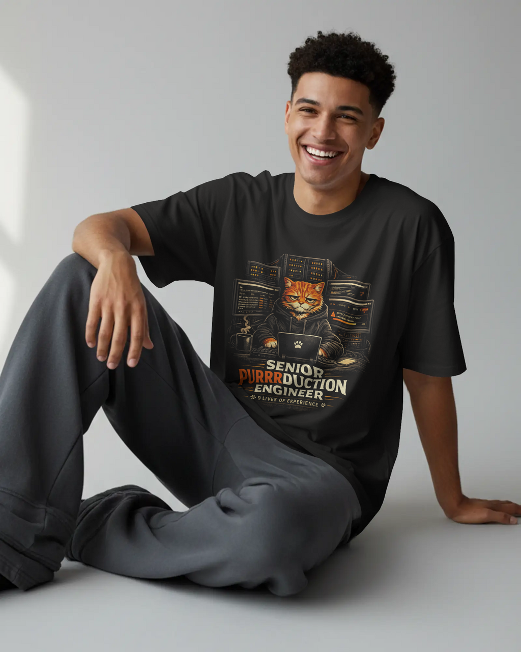 Purrdiction Engineer Black T-Shirt