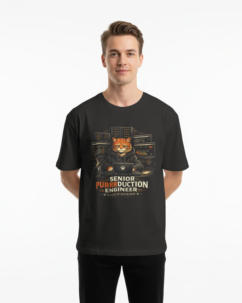 Purrdiction Engineer Black T-Shirt